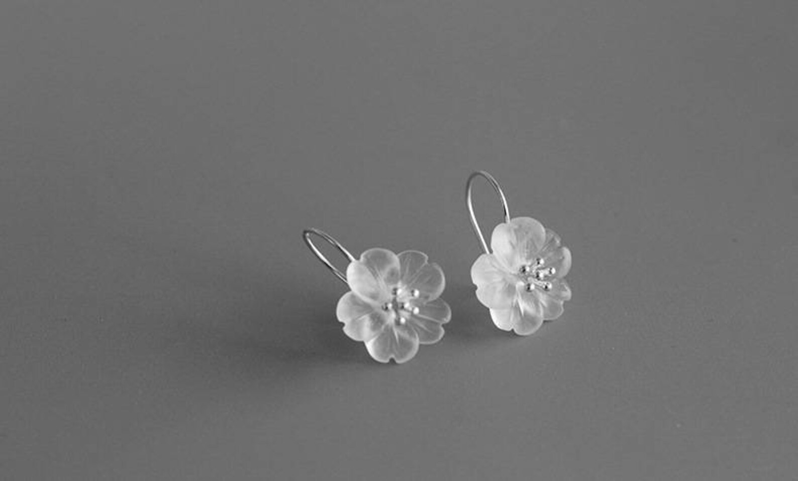 Cherry Blossom Earrings Crystal Flower Sterling Silver Stamens Etsy
