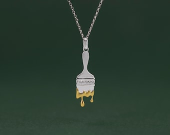 Paint Brush Necklace Charm-Sterling Silver Paint Brush Pendant-Artist Brush-Silver Painter Jewelry-Gift For Women