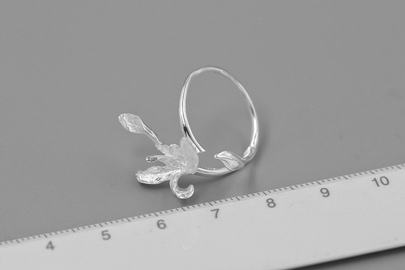 Bloom Orchid Ringsterling Silver Orchid Adjustable Statement Etsy