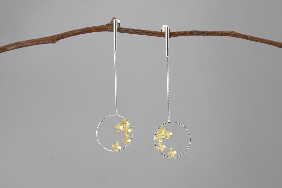 Pendientes con dije de Osmanthus dulce Pendientes colgantes de