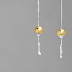 Windspiel Charm Ohrring-Sterling Silber Japan Stil Windspiel Glocke Earthread-Lange Thread-Segen Schmuck-Geschenk für sie