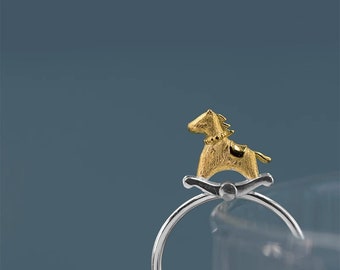 Rocking Horse Ring-Sterling Silver Rocking Horse Charm Open Ring-Dainty Charm-Lovely Silver Jewelry-Gift for her