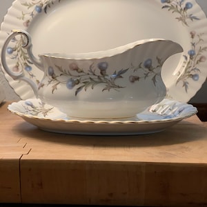 Royal Albert Brigadoon pattern gravy boat with under dish