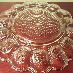 Indiana Vintage Clear Glass Hobnail Deviled Egg Platter 15 slots