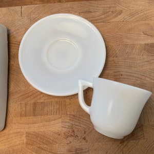 demitasse milk glass cup and saucers By Hazel Atlas (27 piece) vintage