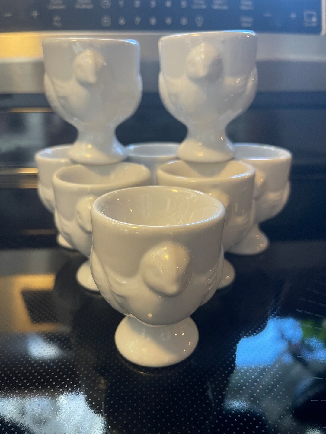 Egg Holders White Milk Glass Set of Eight Etsy