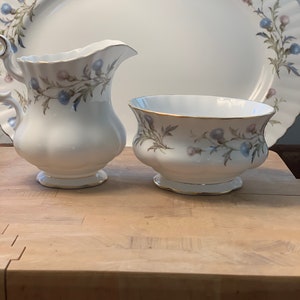 Royal Albert Brigadoon pattern creamer and sugar boWl