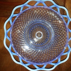 Vintage Imperial &quot;Kate Blue&quot;Fruit Bowl #207F With Lace Edge