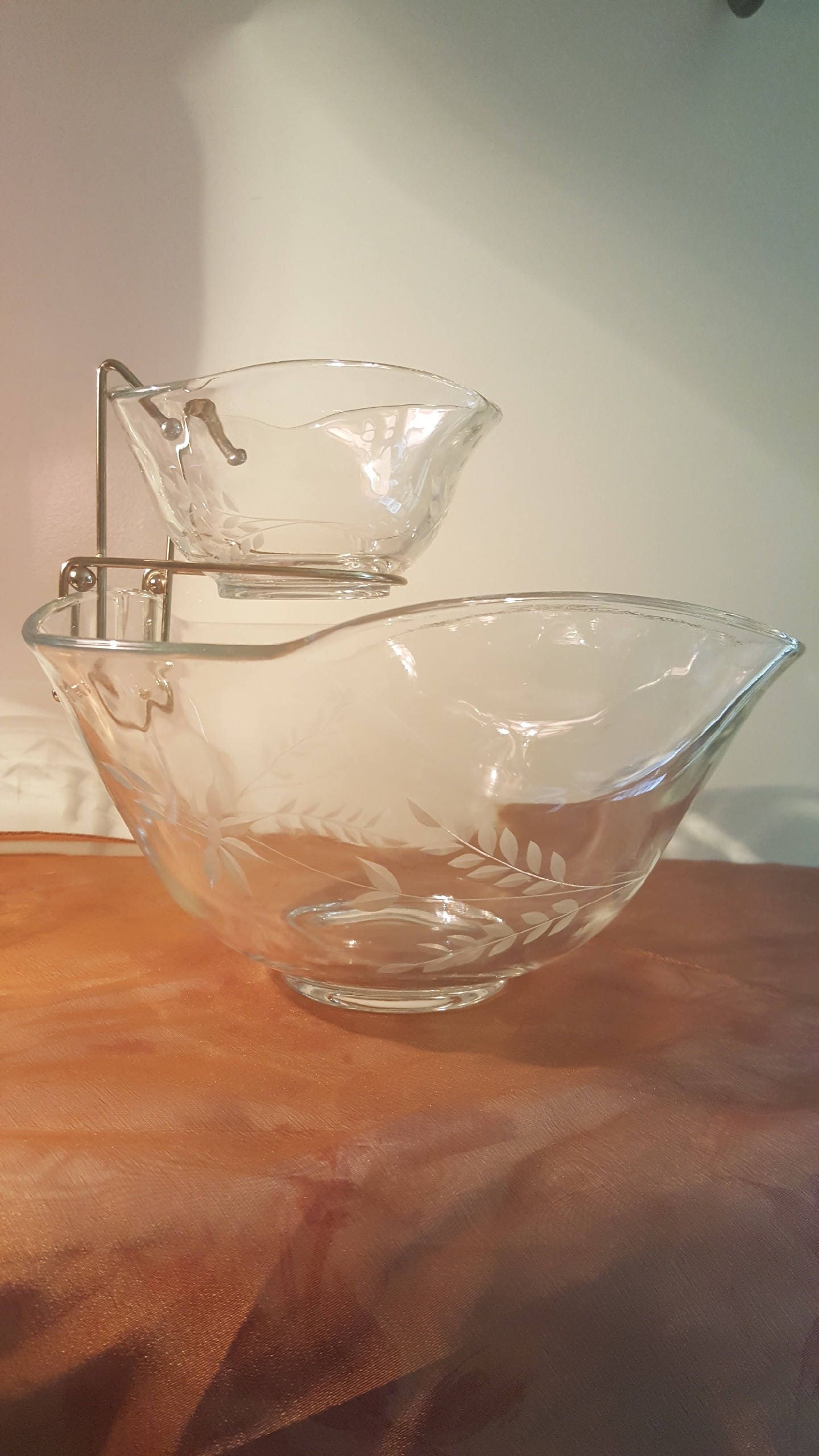 Vintage Indiana 3 Piece Chip and Dip Set with etched glass Etsy