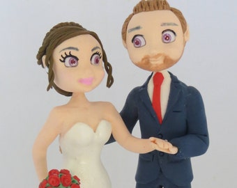 Standing Personalised Bride & Groom Cake Topper - Wedding Cake Topper Figurines