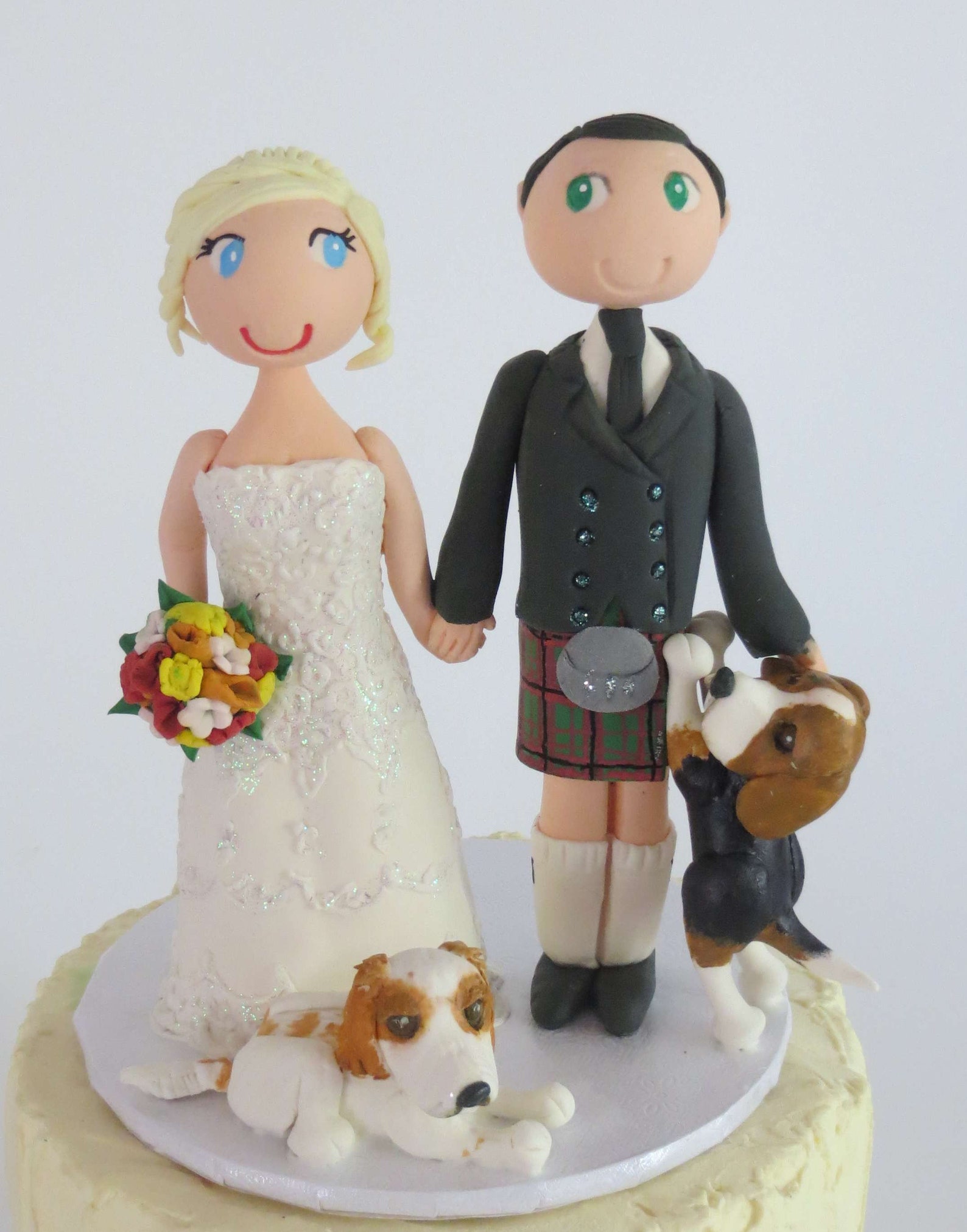Scottish Bride & Groom With Date Wedding Cake Topper Etsy