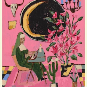 pink & green nun - GICLÉE PRINT