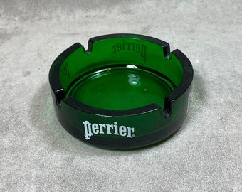 Perrier green glass ashtray 1980’s