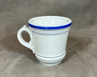 RARE Vintage Mug for café brulot in blue and white faience Made in France 1920s