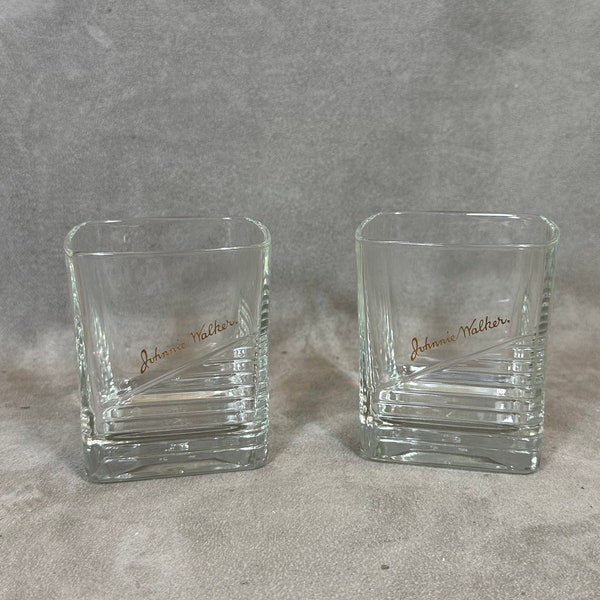 Set of 2 Made in France vintage Johnnie Walker whiskey glasses