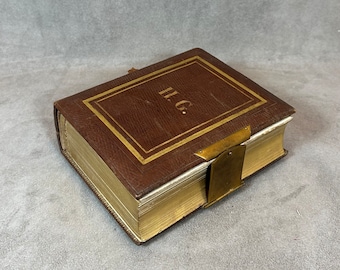 RARE Magnifique album photo ou livre à secrets en cuir et laiton Made in France Fin 19ème siècle