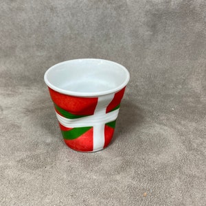 Revol Porcelain Crumpled Cups for Espresso 8cl Decorated With Vintage  Basque Flag Made in France 
