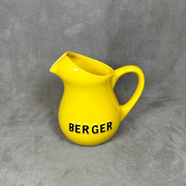 Water jug Berger ceramic yellow Made in France vintage Year 1970