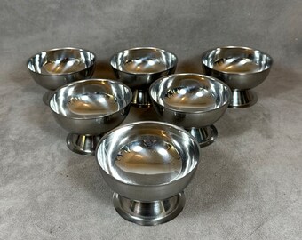 Set of 6 ice cream bowl  in 18/10 stainless steel vintage Made in France