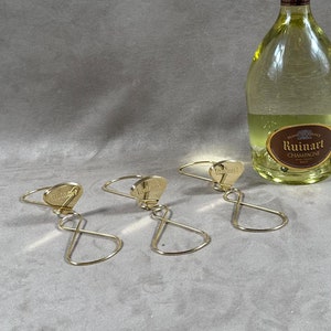 RUINART Set of 3 Menu holder, table number or name card holder in vintage gold metal