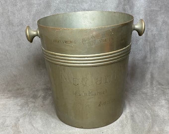 French vintage Champagne Silverplate Bucket Cooler MORLANT CHRISTOFLE Metal champagne bucket 1950’s