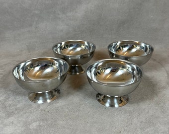 Set of 4 ice cream bowls  in 18/10 stainless steel vintage Made in France
