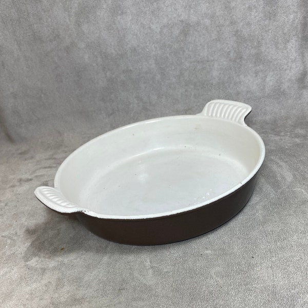 Vintage Le Creuset bruine gietijzeren schaal Made in France jaren 80