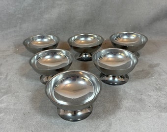 Set of 6 ice cream bowls  in 18/10 stainless steel vintage Made in France