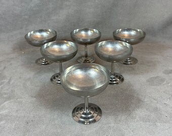 Set di 6 coppe gelato Letang Remy in acciaio inossidabile 18/10 vintage Made in France