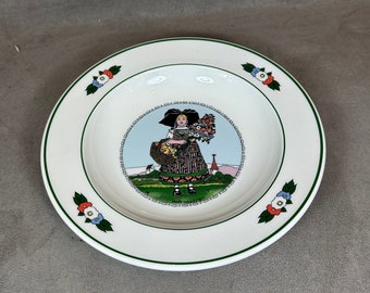 Assiette Villeroy&Boch à décor Alsacien d'après Hansi en porcelaine vintage Made in France