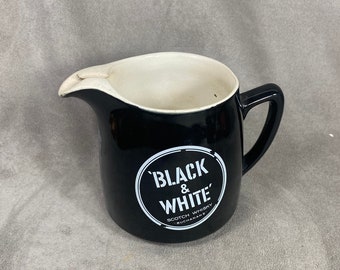 Vintage Black & White Ceramic Advertising Jug Made in England 1980’s