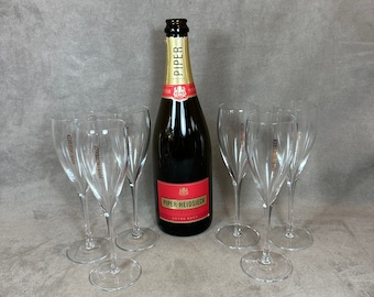Set of 6 glass Champagne  Piper-Heidsieck Reims 1990’s