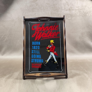 Johnnie Walker Whisky Mirror Serving Tray Made in France Vintage 1970