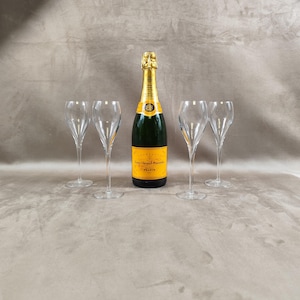Set of 4 Champagne Flutes Veuve Clicquot Ponsardin Made in France Vintage 1980