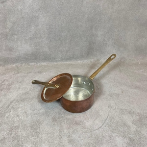Vintage brass saucepan with lid Made in France 1930