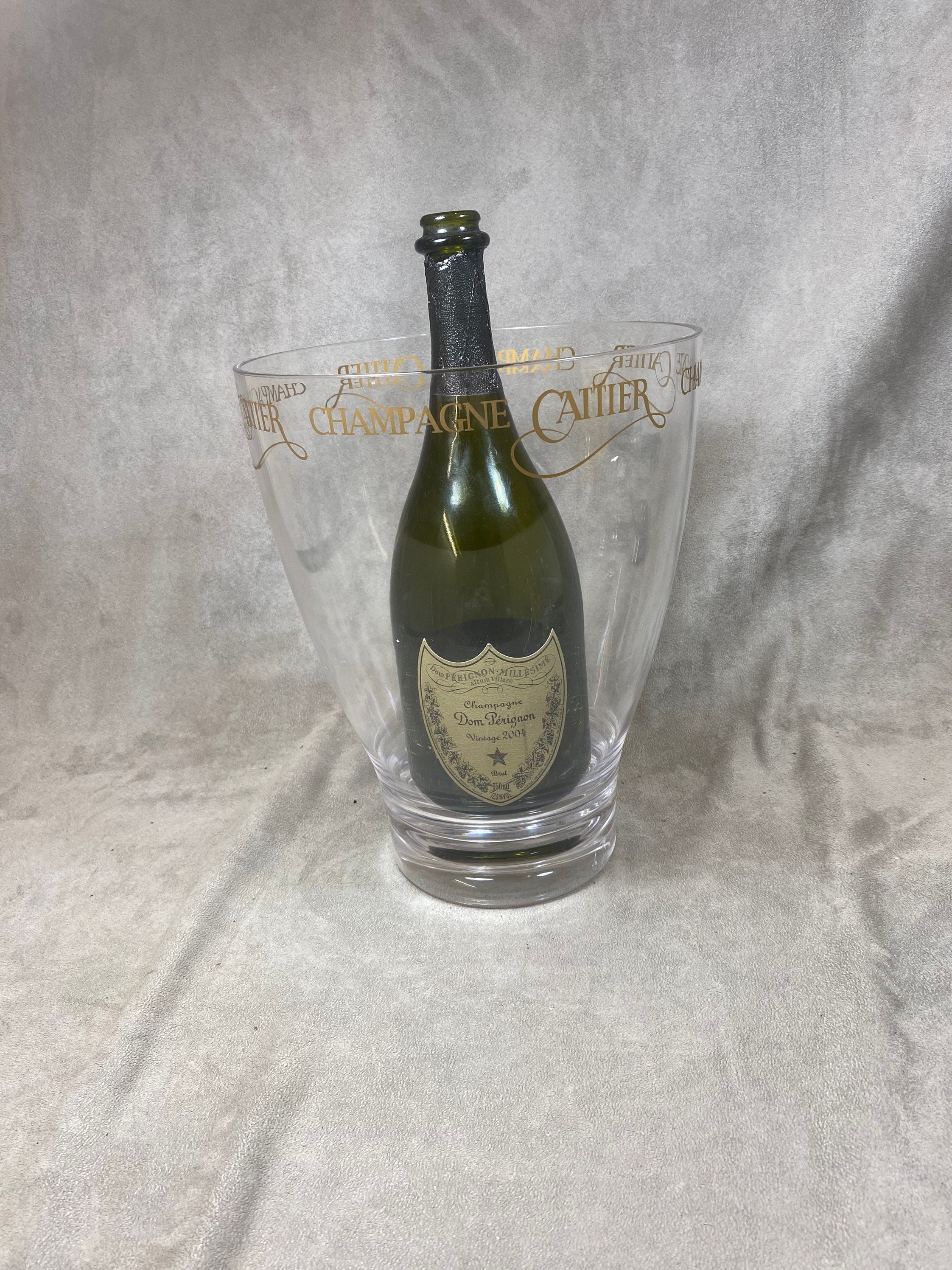 Seau à Champagne Cattier en Plastique Transparent Vintage Made in France