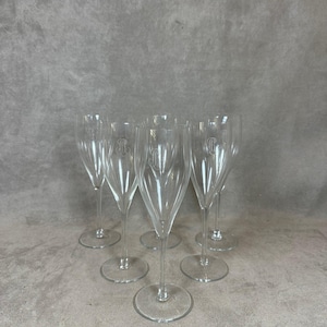 Set mit 6 Vintage-Glasflöten Champagner Roederer Reims 1980er Jahre