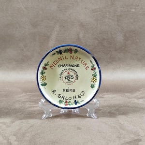 RARE Magnifique Champagne ashtray Salon in faience by Renolleau Made in France Vintage 1960