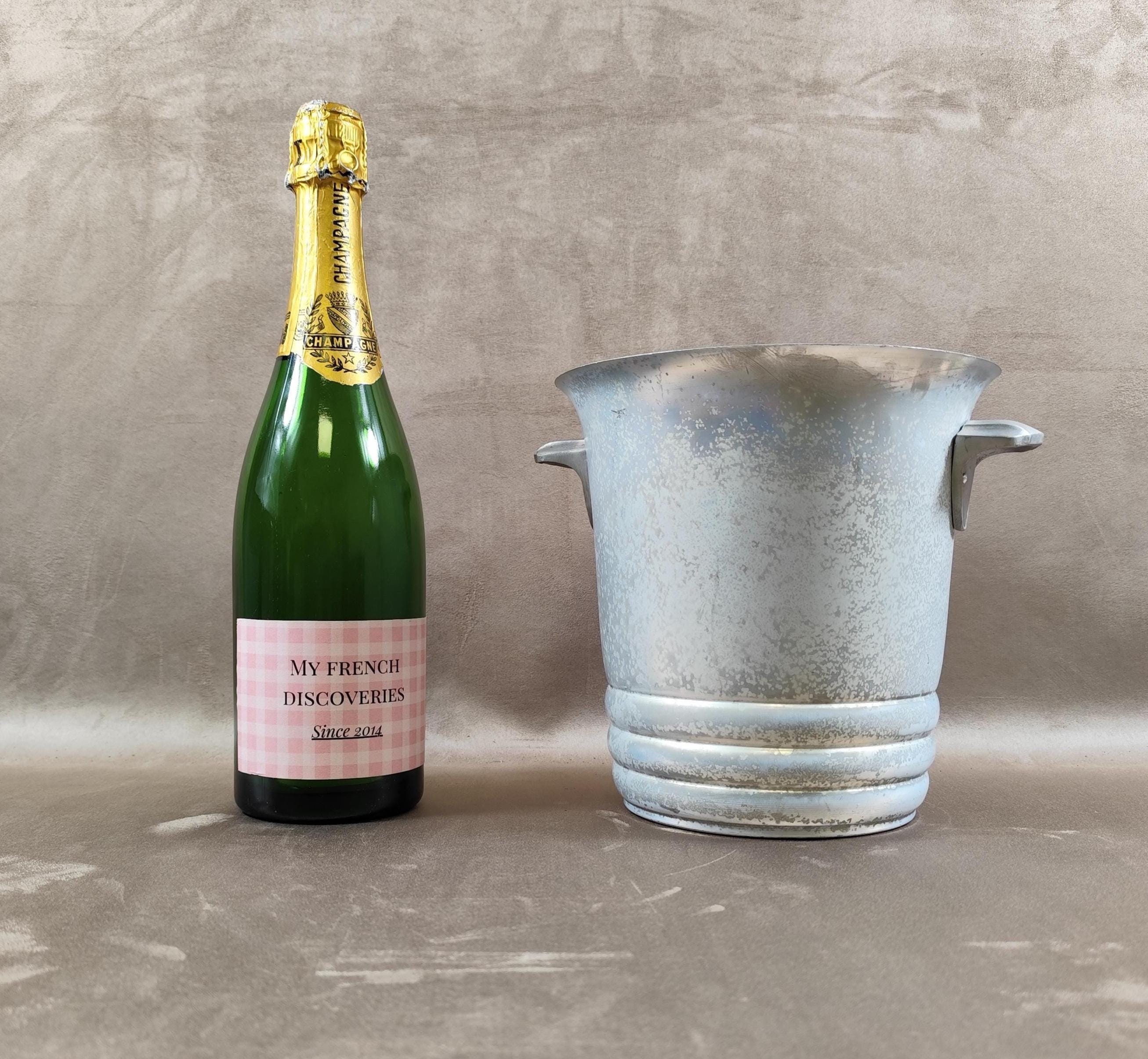 ANCIEN SEAU À Champagne Vintage GIESLER AVIZE Argit Made In France 20x19cm EUR 80,00 - FR