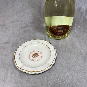 Champagne Lanson Reims Gold Gilded Ceramic French Elegant Porcelain Ashtray Made in France.