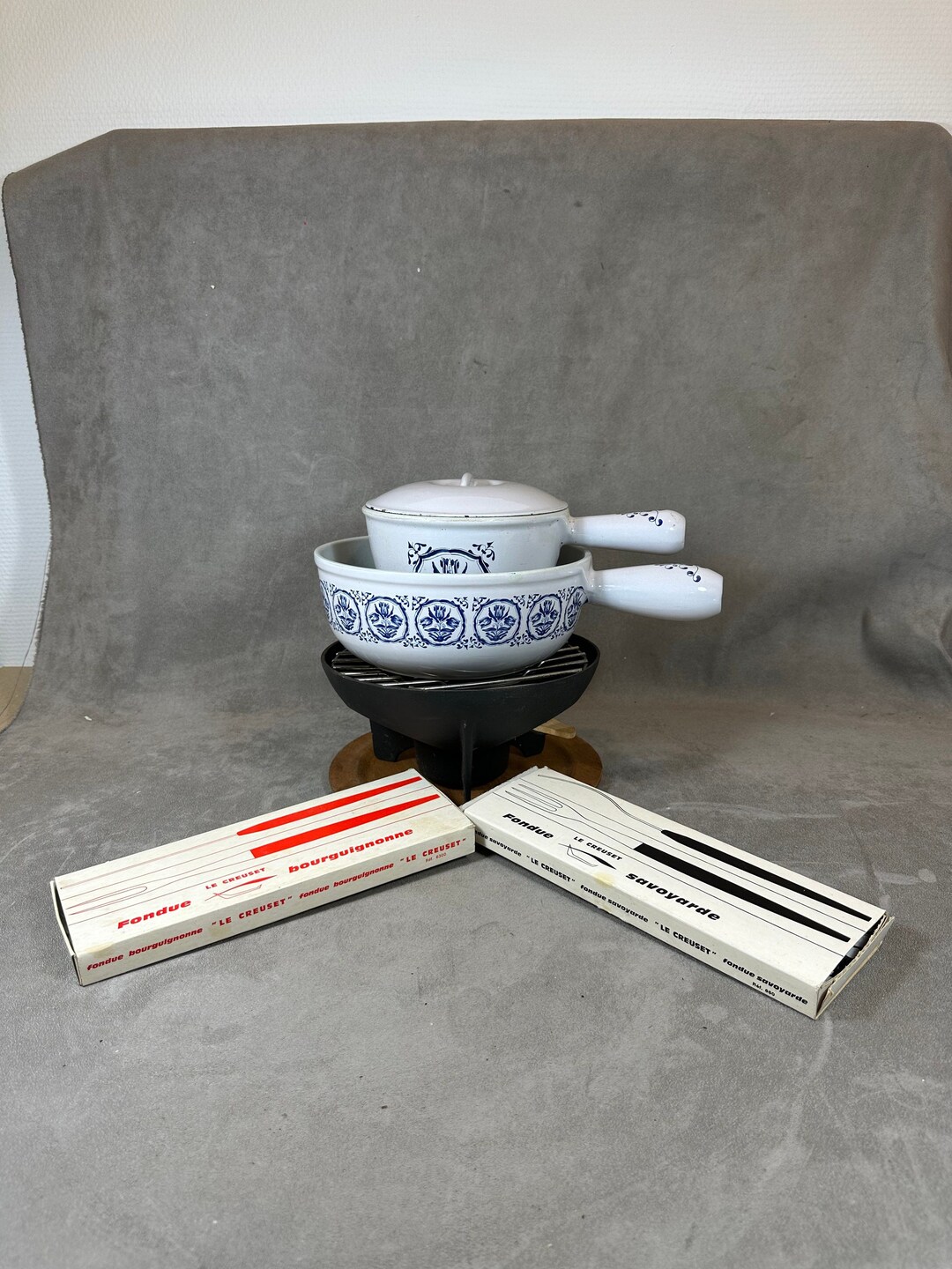 Service à Fondue Le Creuset Vintage - Orange - Fabriqué En France - Années 70
