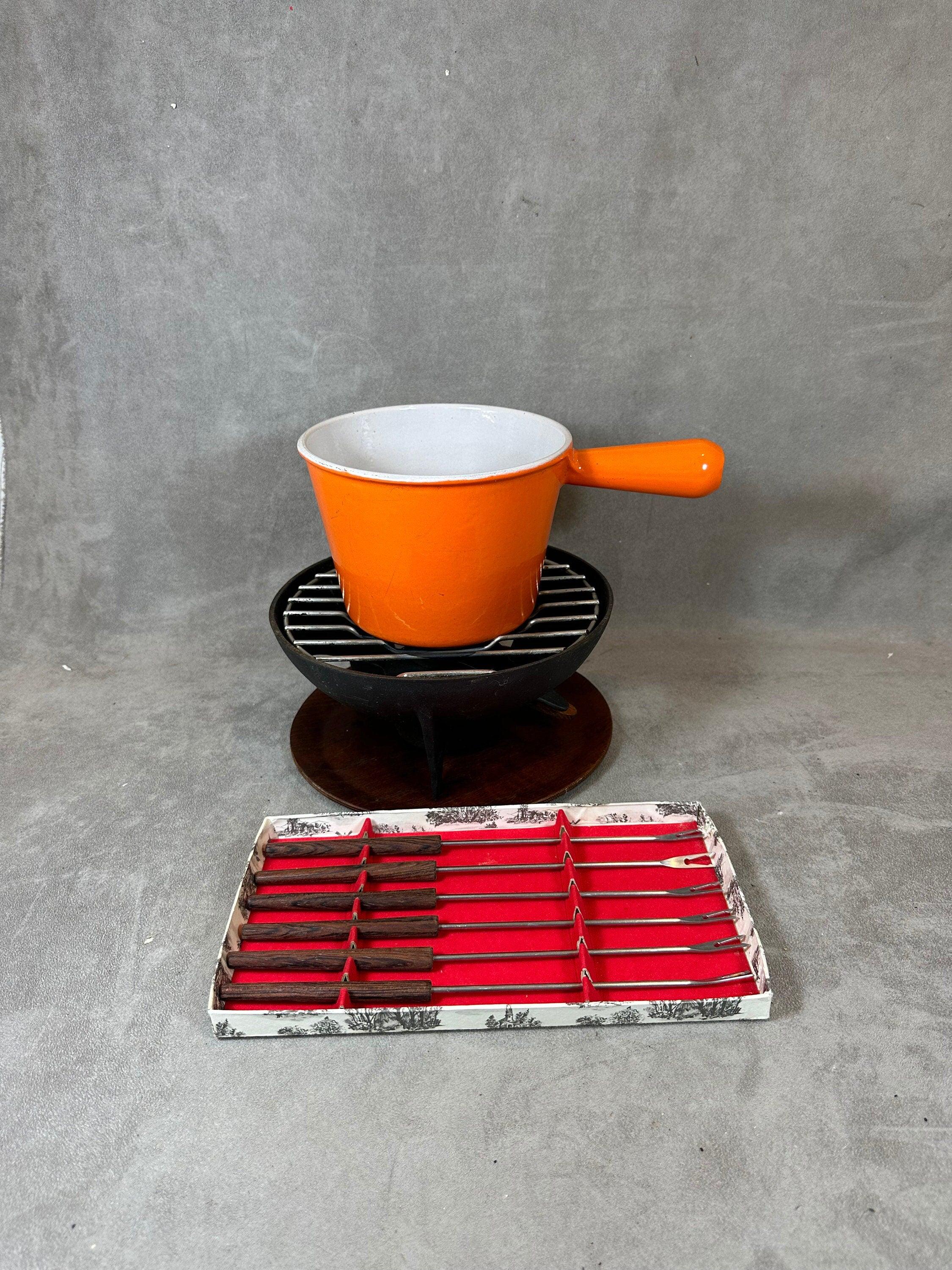 Appareil à fondue orange Le Creuset vintage - Arts de la table