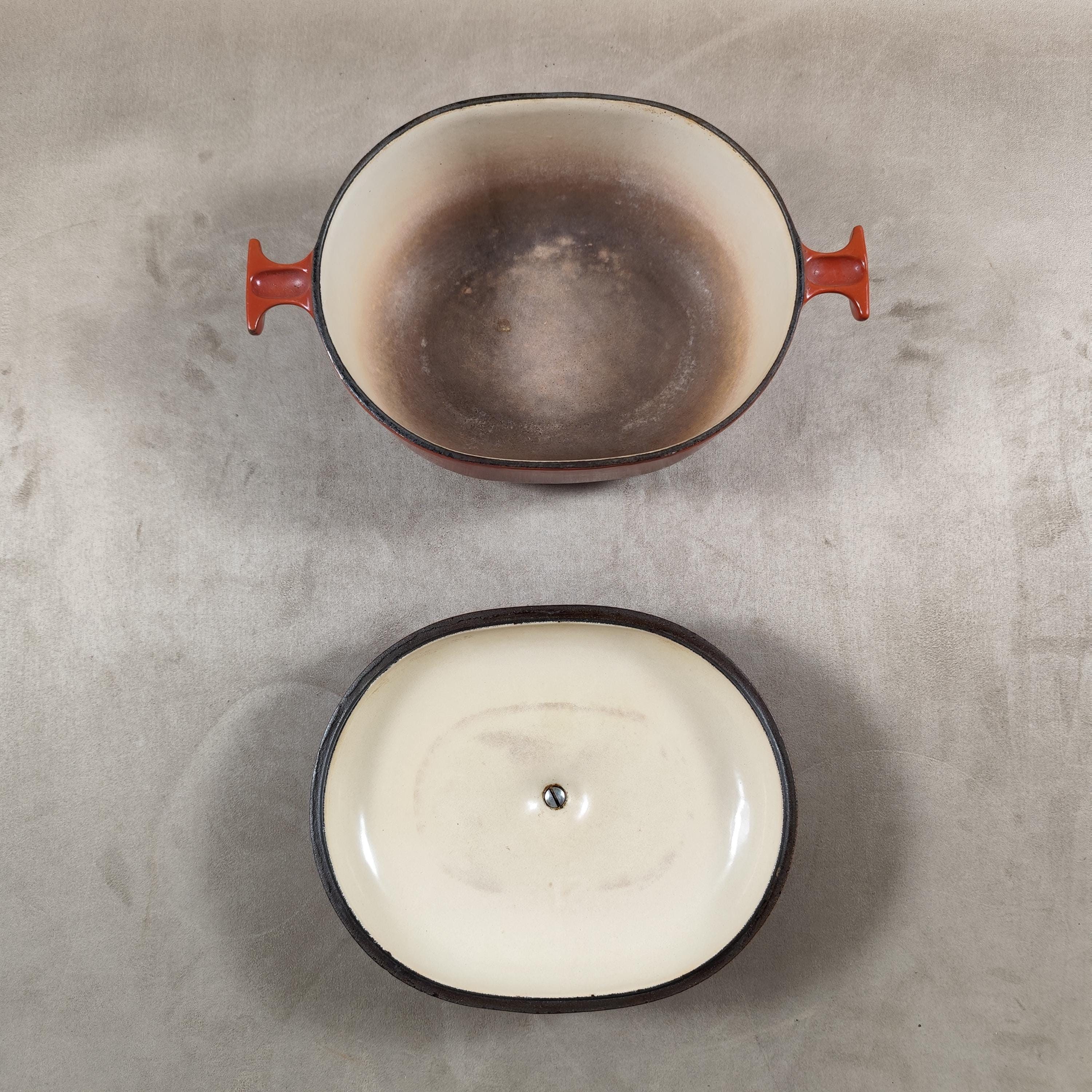 Cocotte Le Creuset Vintage N°23 En Fonte émaillée Marron - Design Enzo Mari