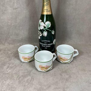 RARE Lot de 3 Tasse Perrier-Jouët Belle Epoque en porcelaine Apilco Made in France Vintage 1970