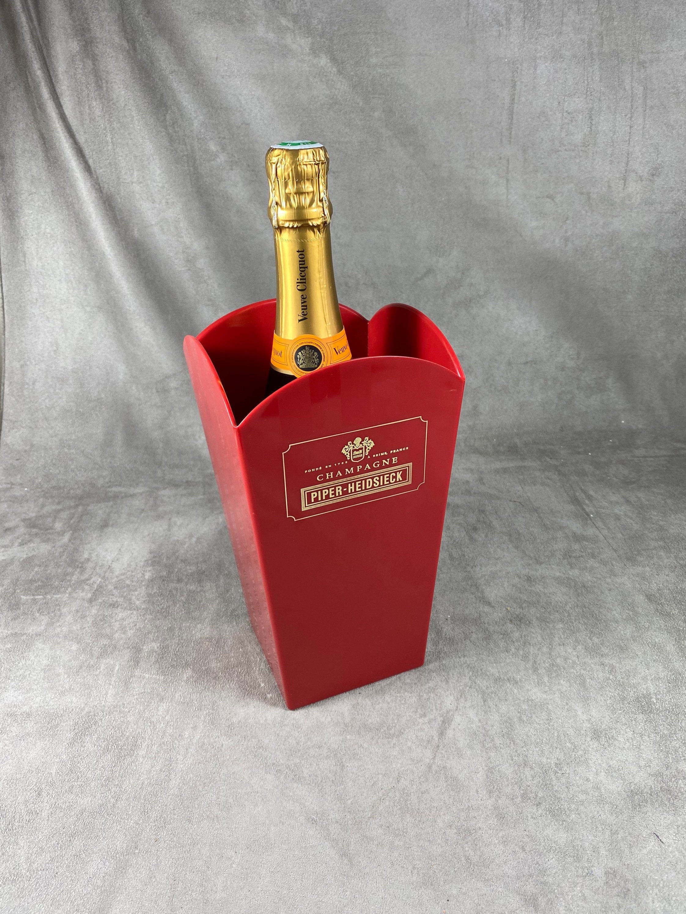 Seau à Champagne en Forme de Pot Pop-Corn Plastique Vintage Piper-Heidsieck E Années 1980