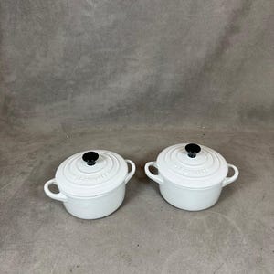 Set of 2 mini-cocotte white Le Creuset terracotta Made in France
