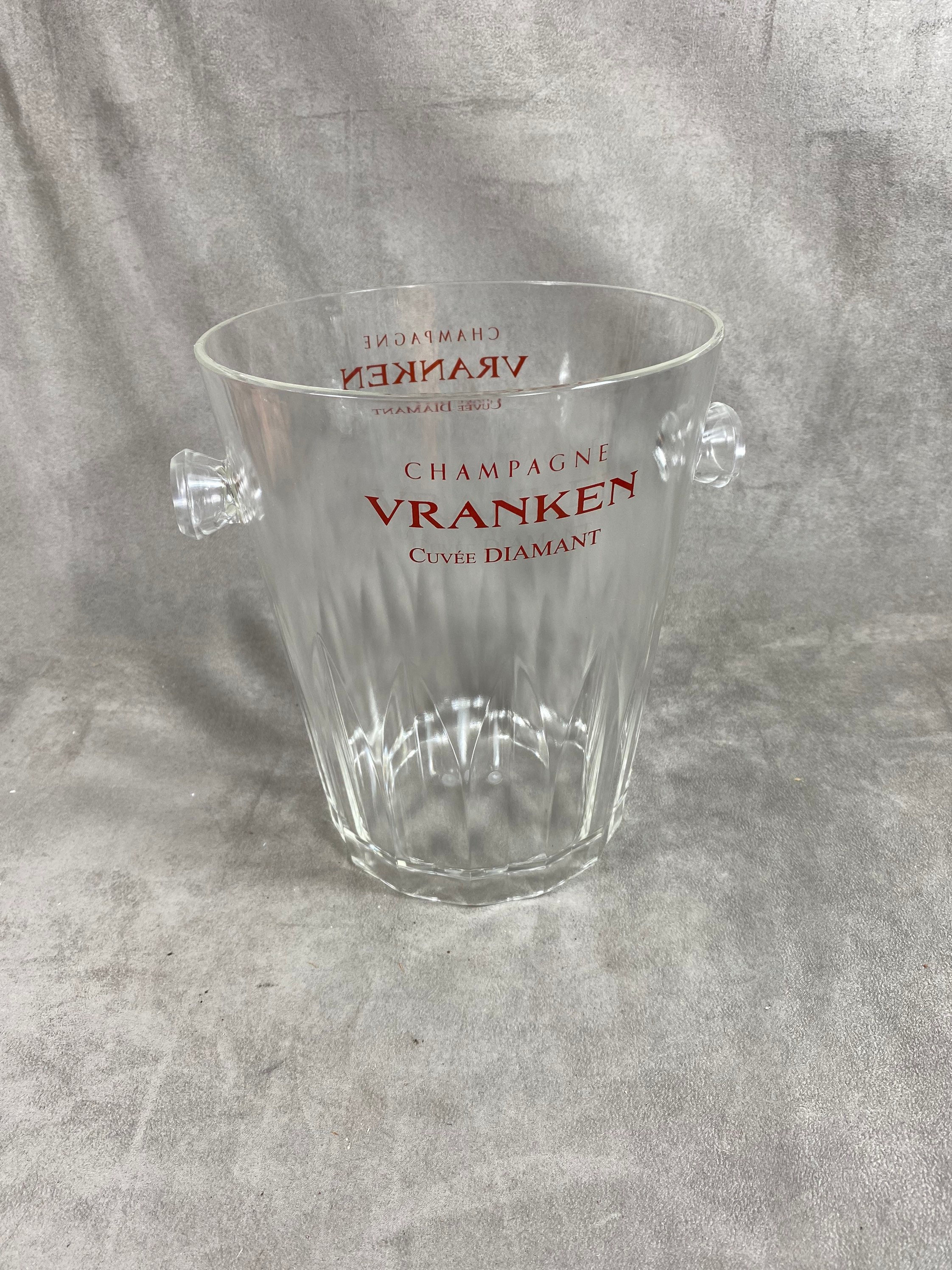 Seau à Champagne Vranken en Plastique Transparent Vintage Made in France