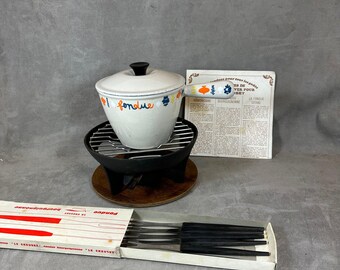 Ensemble de 6 assiettes à fondue vintage en faïence Le Creuset - La