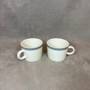 Set of 2 Mug Arabia Finland TEEMA ceramic white and blue vintage