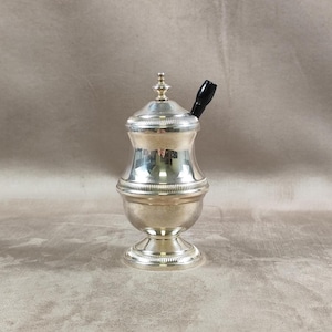 Mustard bowl in Silver-Plated Metal with Silversmith’s Hallmark Made in France Vintage 1960